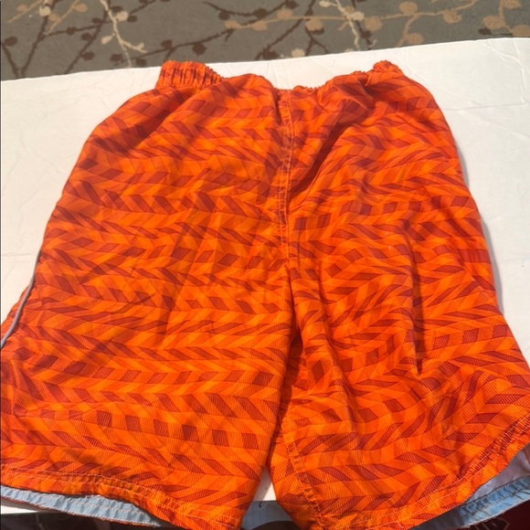 Nike Orange Geometric Swim Shorts Casual Athletic Wear - Picture 2 of 4